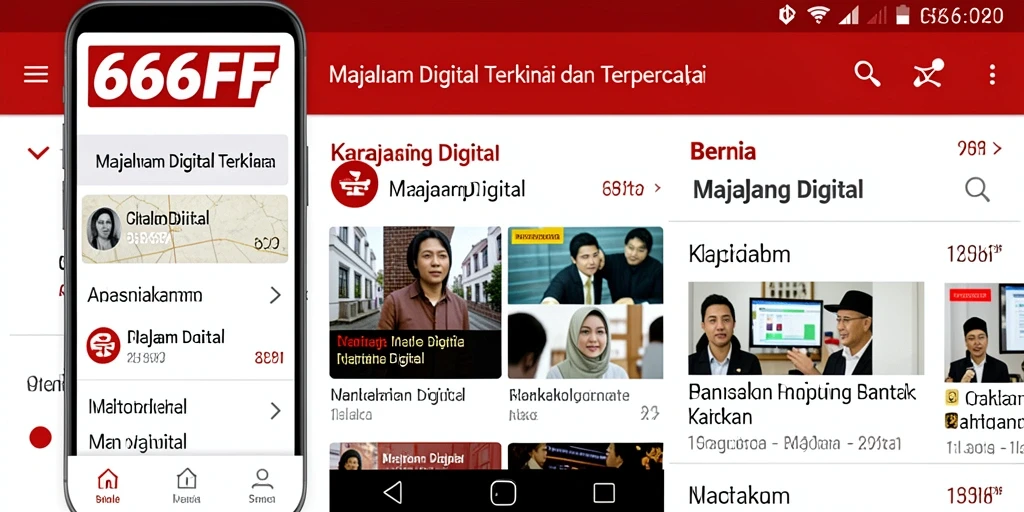 Tampilan antarmuka pengguna aplikasi Majalah Digital 666FF yang modern.