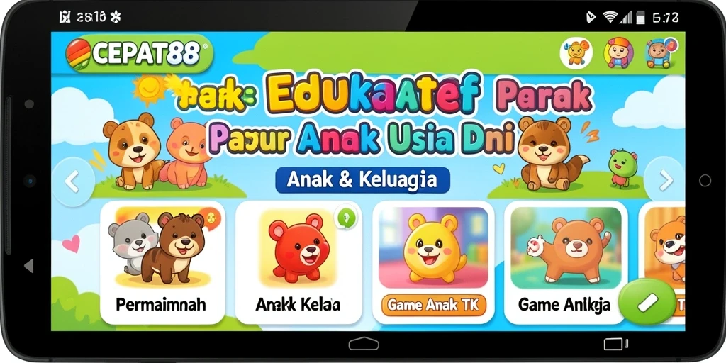 Antarmuka menarik dari aplikasi CEPAT88 untuk Game Anak TK.