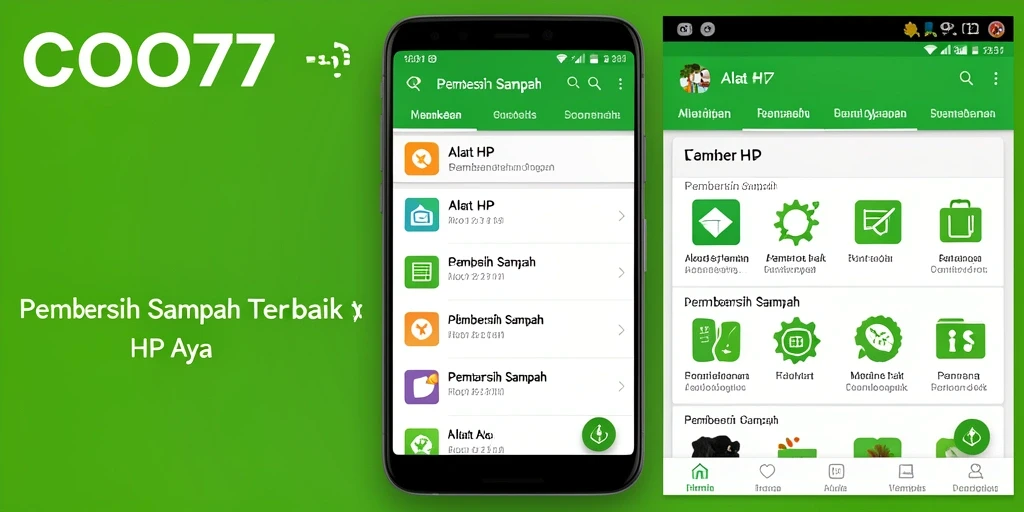 Tampilan antarmuka aplikasi COO77 menampilkan fitur pembersih sampah yang sederhana.