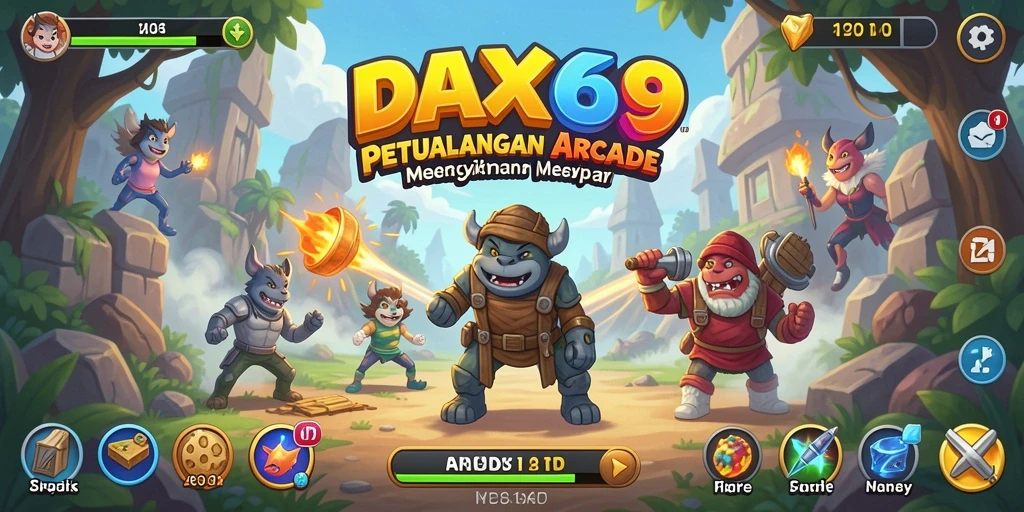 Tampilan antarmuka DAX69 yang penuh warna dan menarik perhatian.