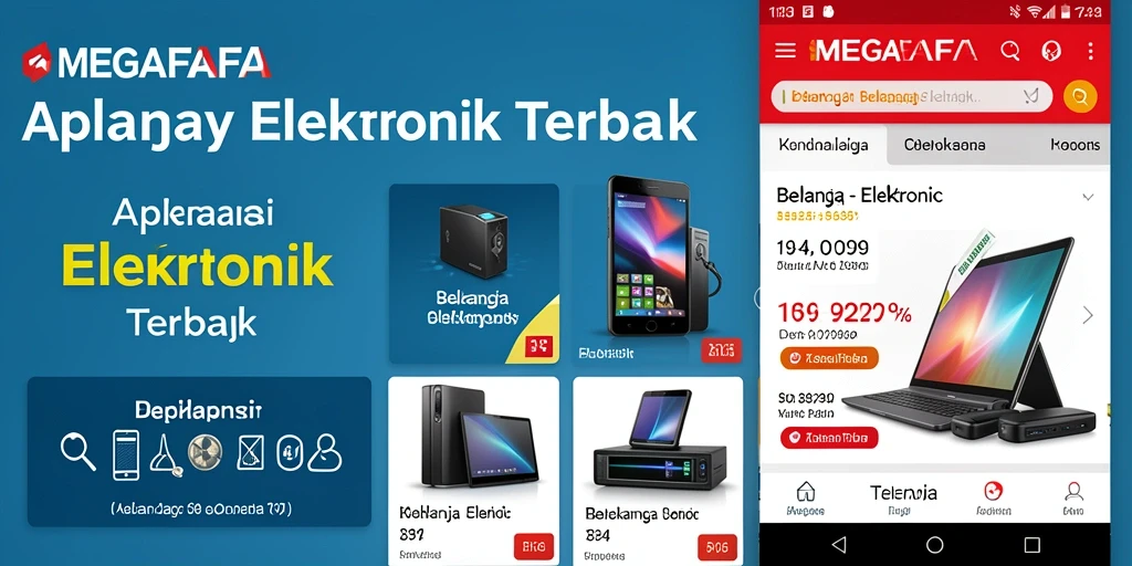 Tampilan antarmuka aplikasi MEGAFAFA untuk belanja elektronik.