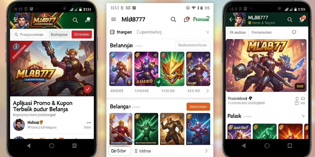 Tampilan antarmuka aplikasi MLBB777 yang menarik dan informatif.