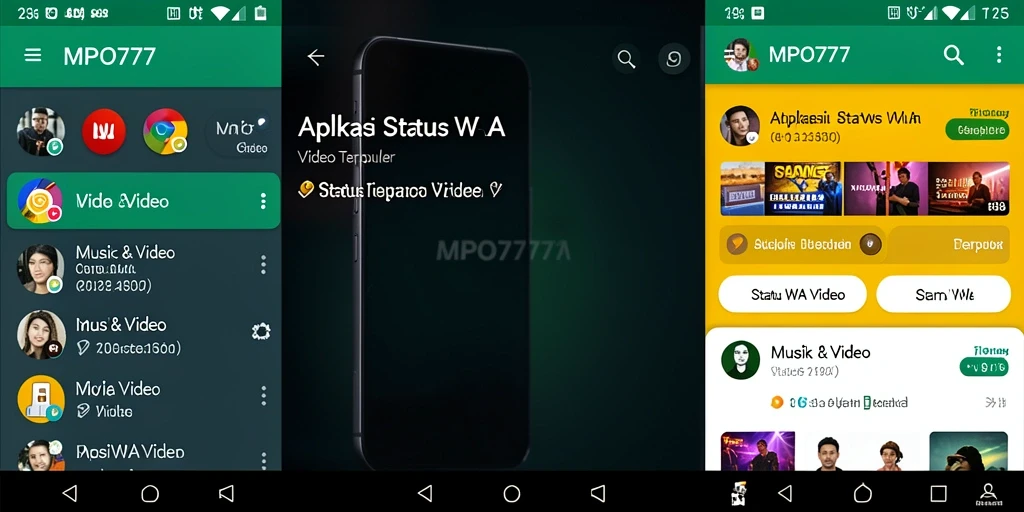 Tampilan antarmuka pengguna MPO777 untuk Status WA Video yang menarik.