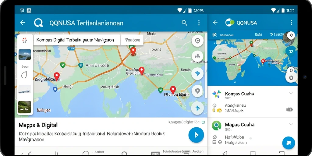 Antarmuka kompas digital yang modern dan mudah digunakan.
