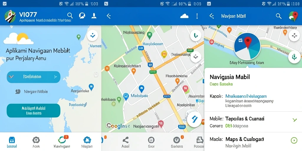Antarmuka VIO77 yang intuitif dan informatif untuk navigasi mobil.